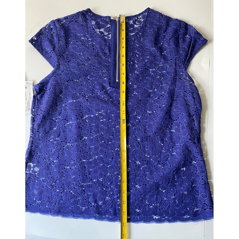 Lace Blouse cap SL  Liz Claiborne PM  Blue  Coquette Corporate Layer Going Out - Picture 10 of 12